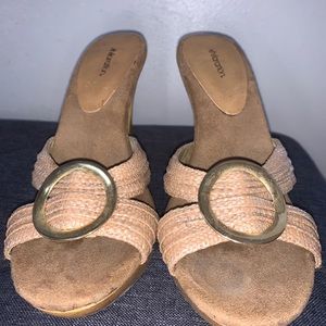 Slip on high heel sandals